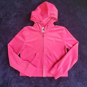 Juicy Couture Pink Velour Zip-Up Hoodie Jacket Y2K Tracksuit Top Size Medium